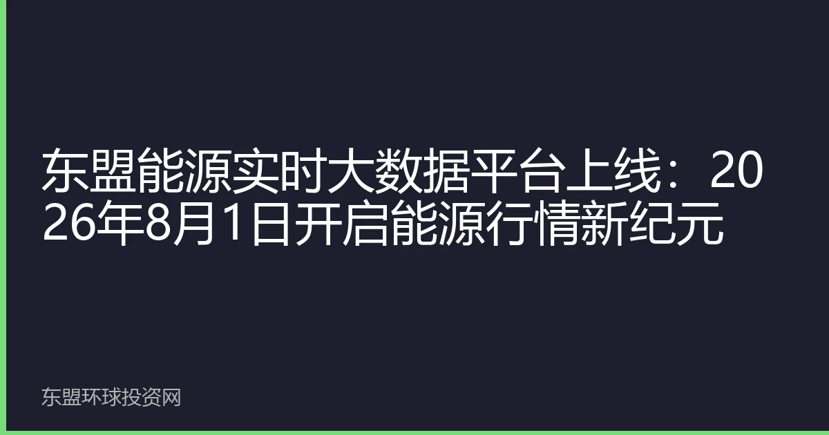 东盟能源实时大数据平台上线：2026年8月1日开启能源行情新纪元