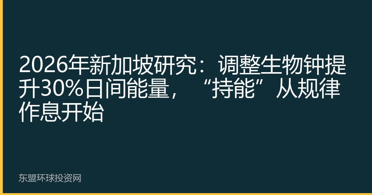 2026年新加坡研究：调整生物钟提升30%日间能量，“持能”从规律作息开始
