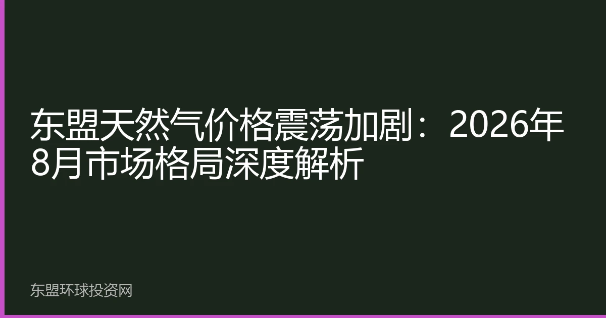 东盟天然气价格震荡加剧：2026年8月市场格局深度解析