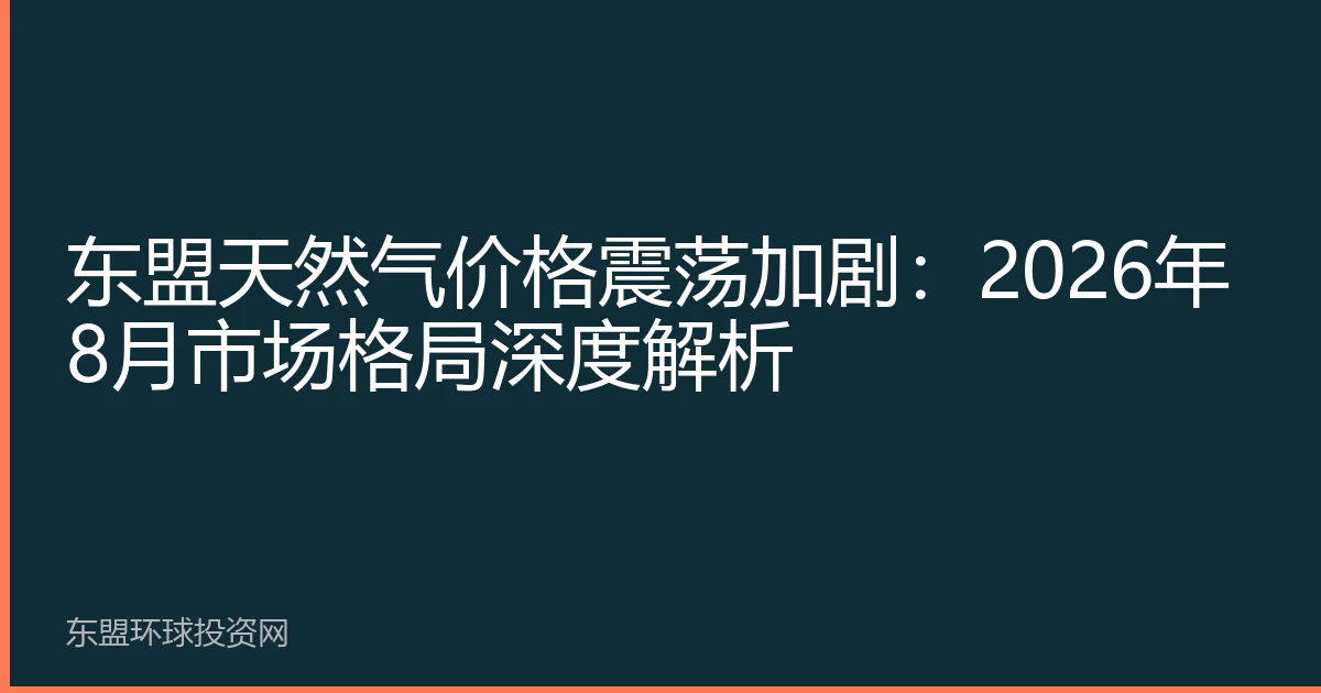 东盟天然气价格震荡加剧：2026年8月市场格局深度解析