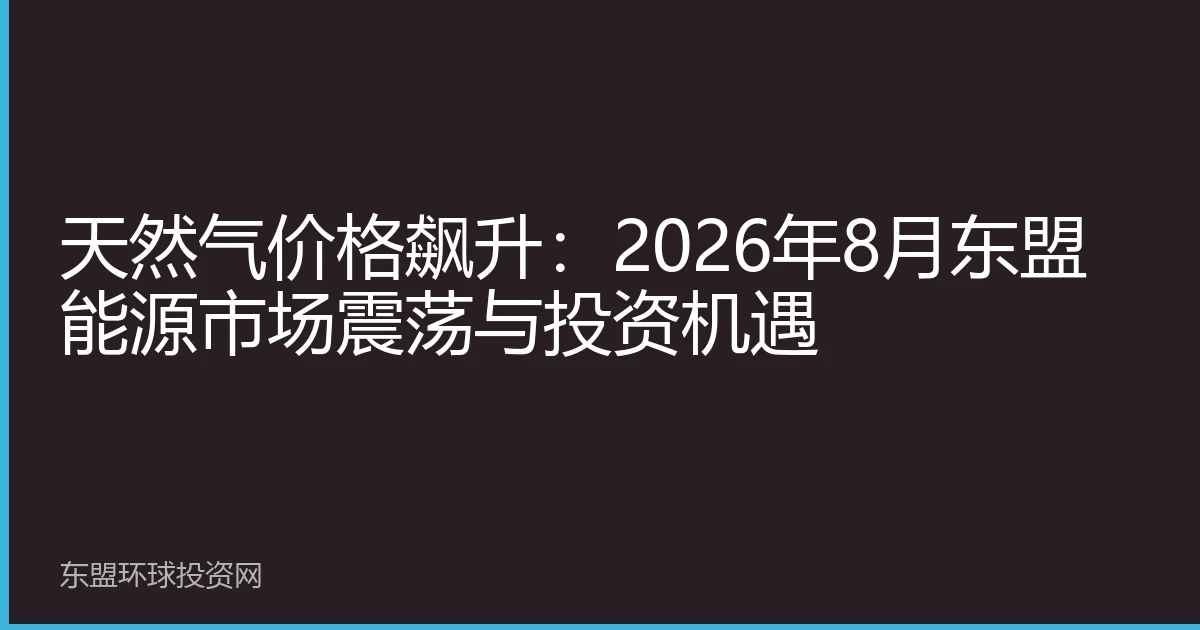 天然气价格飙升：2026年8月东盟能源市场震荡与投资机遇