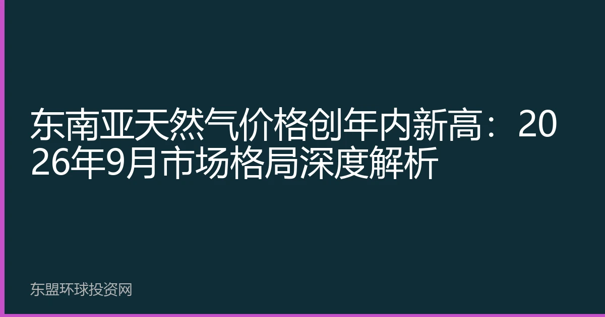 东南亚天然气价格创年内新高：2026年9月市场格局深度解析