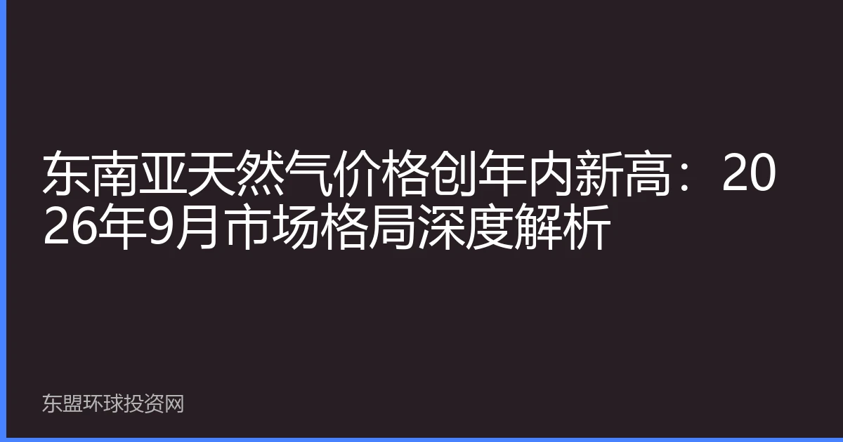 东南亚天然气价格创年内新高：2026年9月市场格局深度解析