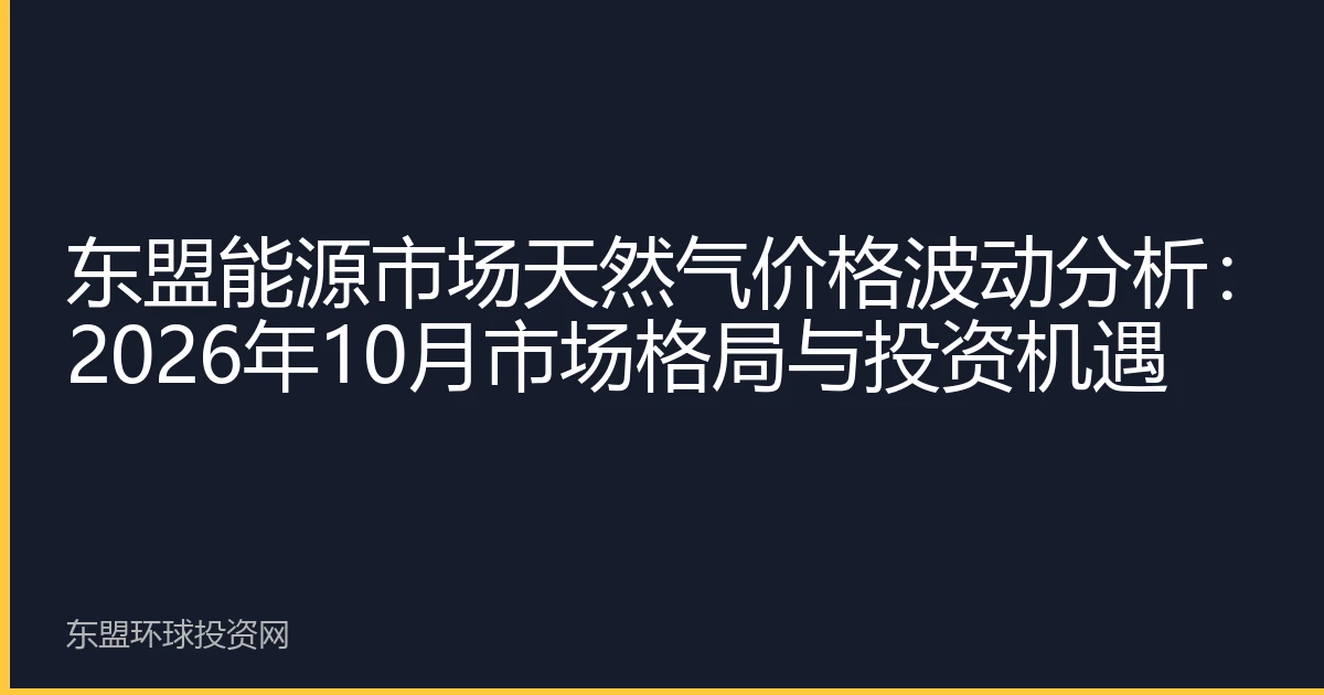 东盟能源市场天然气价格波动分析：2026年10月市场格局与投资机遇