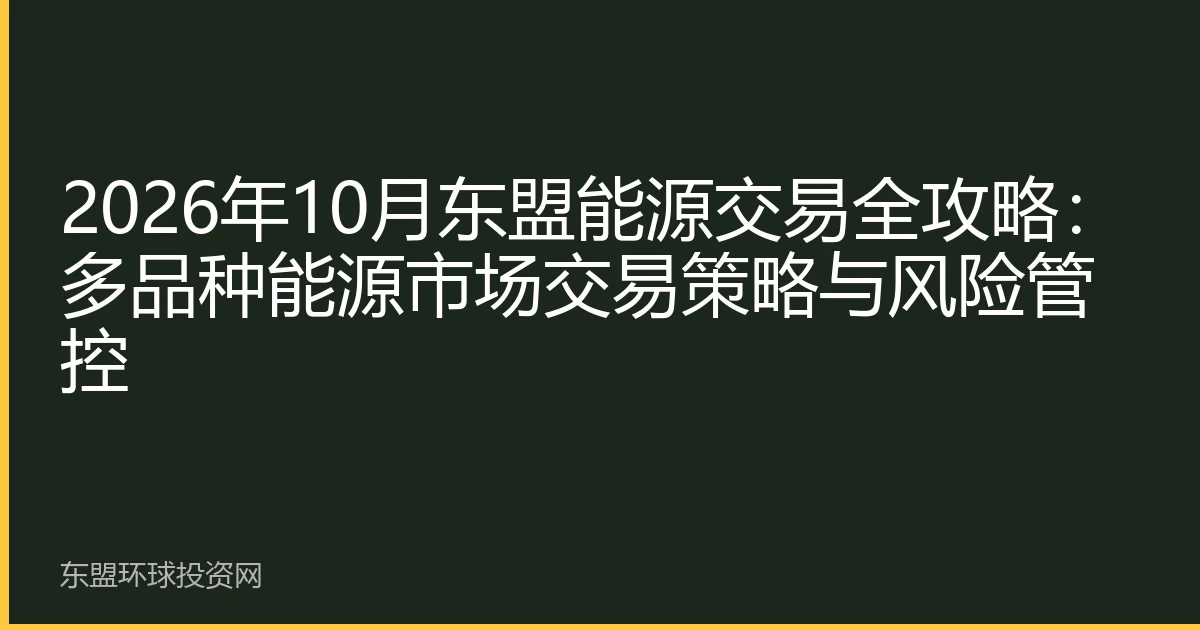2026年10月东盟能源交易全攻略：多品种能源市场交易策略与风险管控